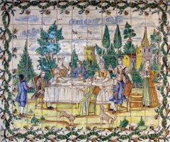 Mural ceramico comensales en el campo
