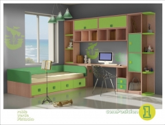 Dormitorio juvenil en roble verde y pistacho