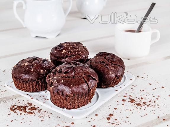 Muffin Cacao allergy free. Muffin de cacao sin gluten, leche, huevo, soja y frutos secos