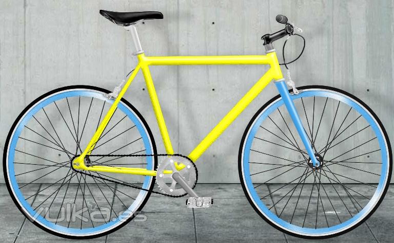 bicicleta fixie amarilla, moma bikes