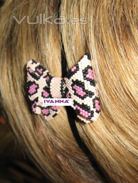 Diadema lazo leopardo rosa