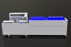 Vista de maquina de serigrafia compacta automatica para objetos redondos