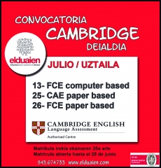 Uztaileko azterketak cambridge examenes julio