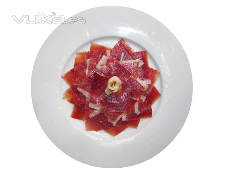 Plato de presentación de corte de jamón