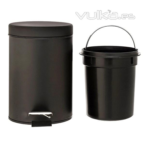 Accesorios de bao. Papelera bao tauro negra mate 2 - La Llimona home