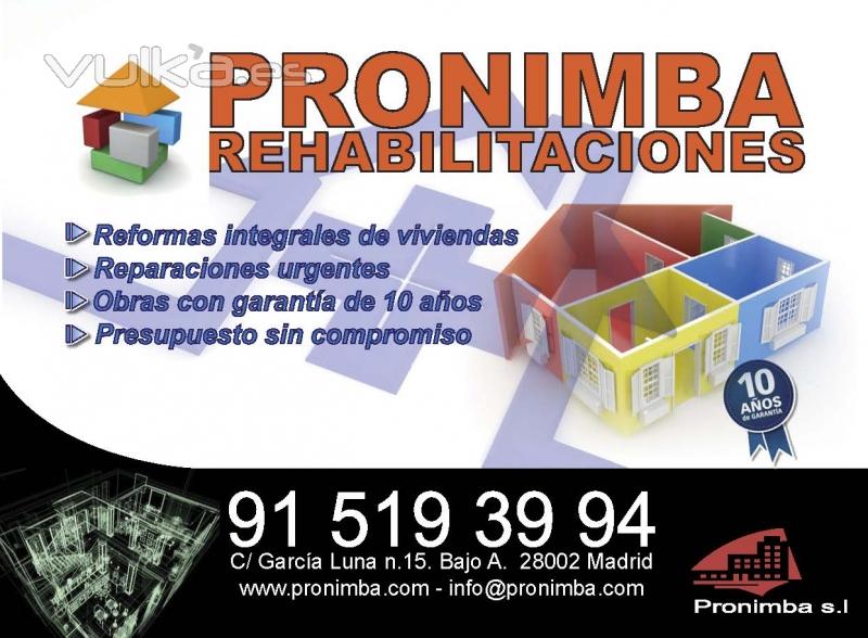 Publicidad para la empresa Pronimba Rehabilitaciones