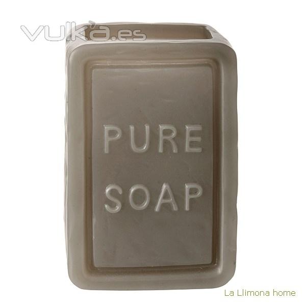 Vasos de bao. Vaso bao soap rectangular gris - La Llimona home