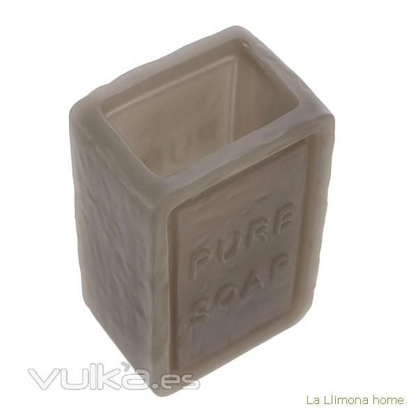 Vasos de bao. Vaso bao soap rectangular gris 1 - La Llimona home