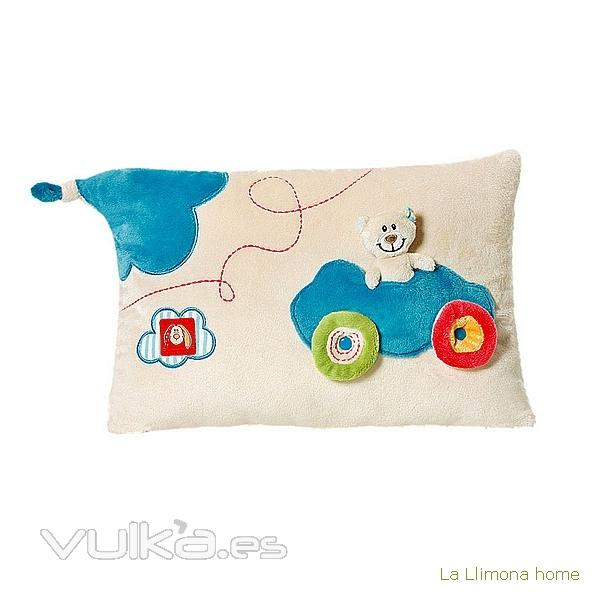 Nici peluches y complementos. Nici my first cojin rectangular con coche y osito - La Llimona home