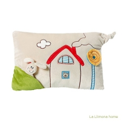 Nici peluches y complementos nici my first cojin rectangular con casa y conejito - la llimona home