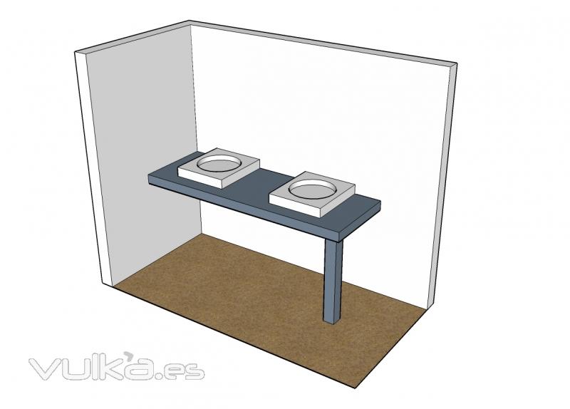 Diseo de lavamanos sobre encimera en Silestone Gris Expo (2)