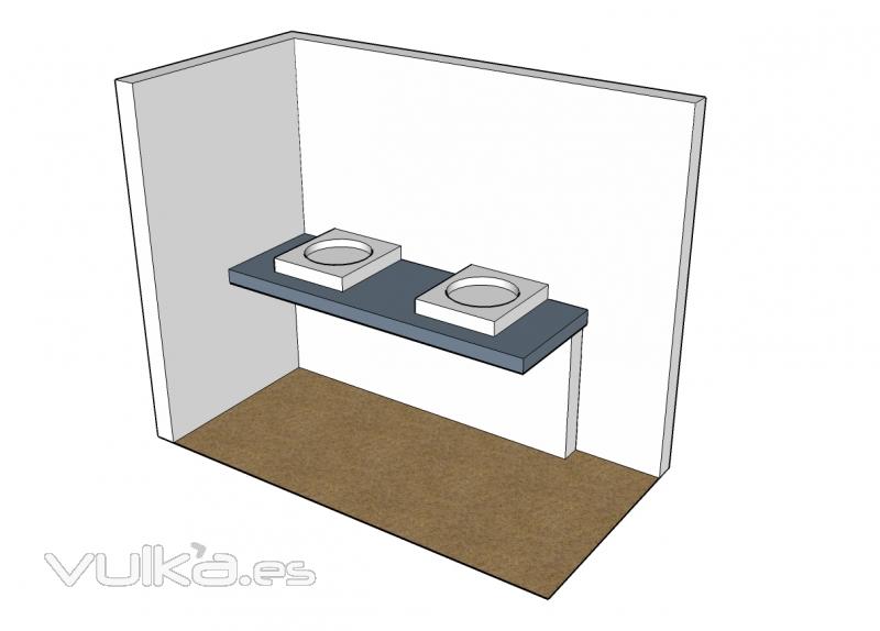 Diseño de lavamanos sobre encimera en Silestone Gris Expo (3)