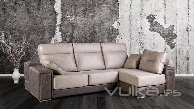 Sofa de piel combinado en 2 colores