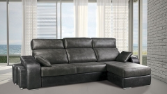 Moderno sofa de piel en color gris