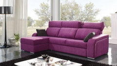 Moderno sof en color lila con cheslong