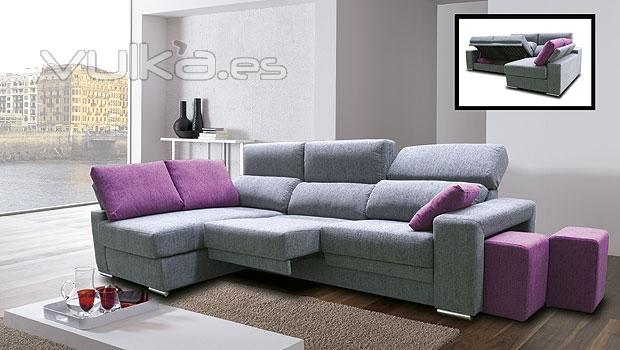 Sofá combinado en color gris y lila