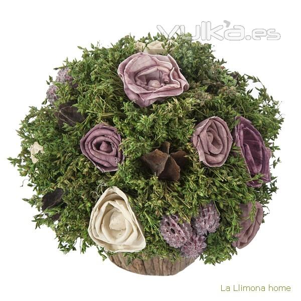 Arreglo floral natur maceta flores artificiales malva 17 1 - La Llimona home