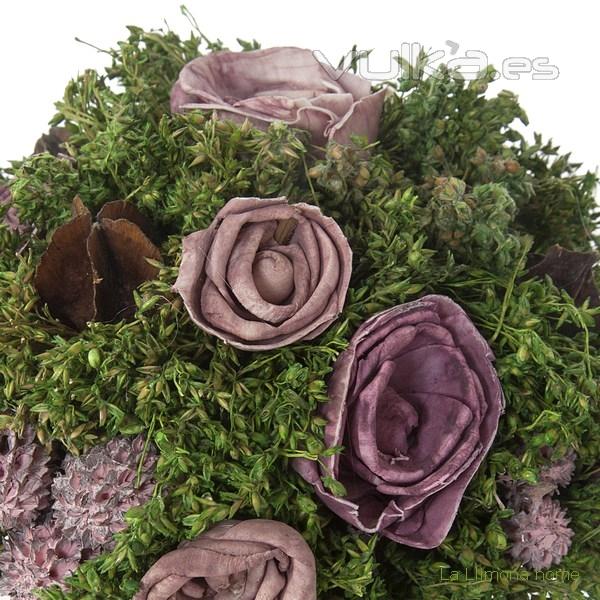 Arreglo floral natur maceta flores artificiales malva 17 3 - La Llimona home
