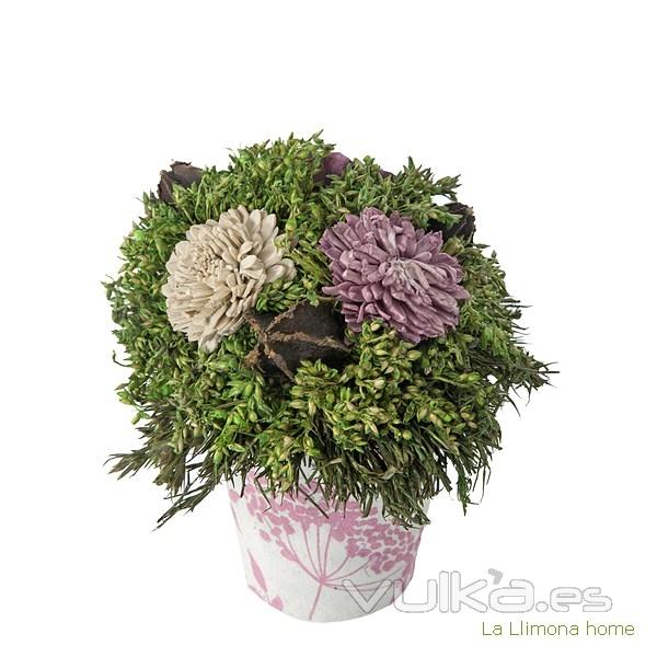 Arreglo floral natur maceta deco flores artificiales malva 14 - La Llimona home