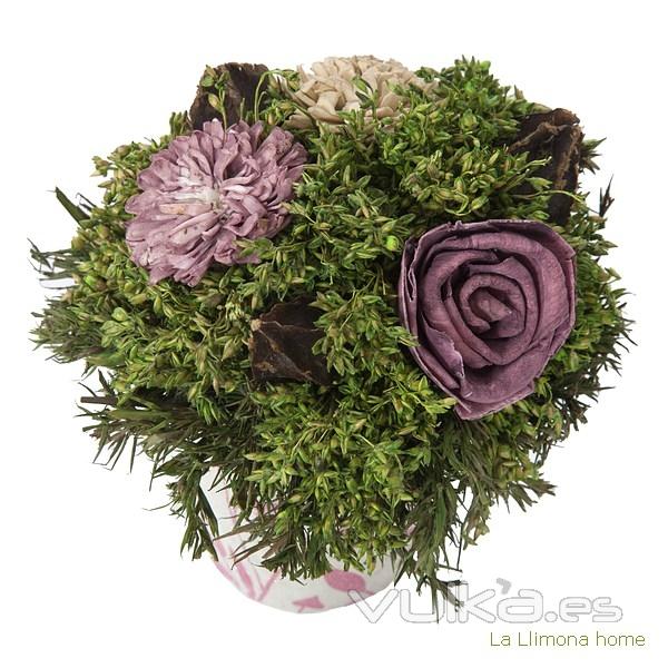 Arreglo floral natur maceta deco flores artificiales malva 14 1 - La Llimona home