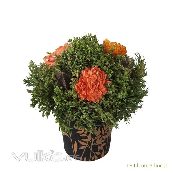 Arreglo floral natur maceta deco flores artificiales naranja 14 - La Llimona home