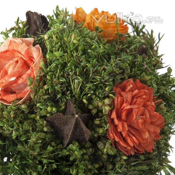 Arreglo floral natur maceta deco flores artificiales naranja 14 3 - La Llimona home