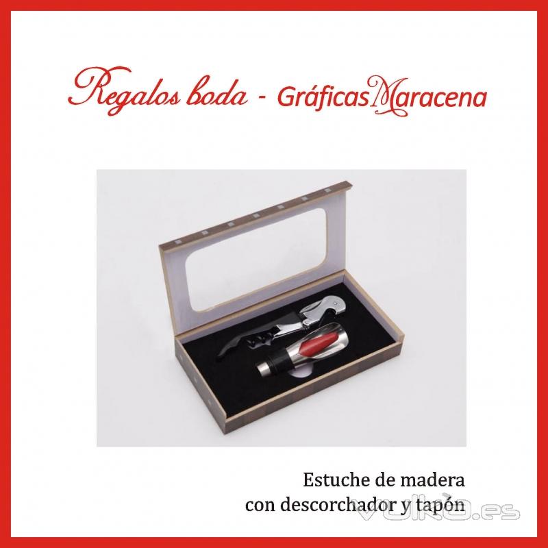 Regalo boda Granada - Conjunto tapón & descorchador - graficasmaracena.com