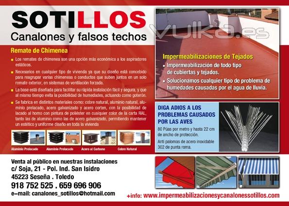 Servicios de impermeabilizacin y control antiaves en los tejados