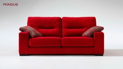 Moderno sofa en color rojo con cojines