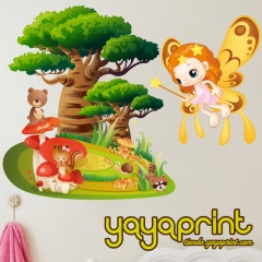 Vinilo decorativo para pared. vinilo infantil, decorar habitacin nios y nias. hada, rbol, tienda