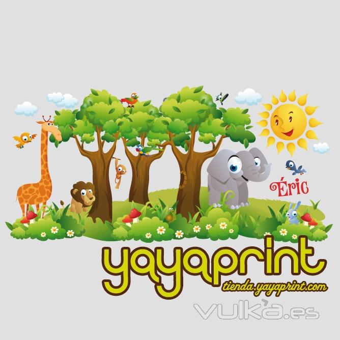 Vinilo decorativo para pared. vinilo Infantil, Decorar habitacin nios y nias, rbol, tienda