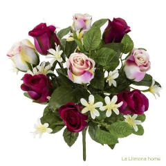 Ramo artificial flores rosas cerezas y bicolores 35 - la llimona home