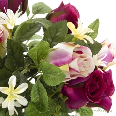 Ramo artificial flores rosas cerezas y bicolores 35 2 - la llimona home