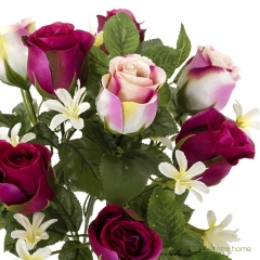 Ramo artificial flores rosas cerezas y bicolores 35 3 - la llimona home