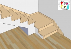 Escalera de un tramo con descansillo en compac caramelo o marmol crema con cartabon  (2)