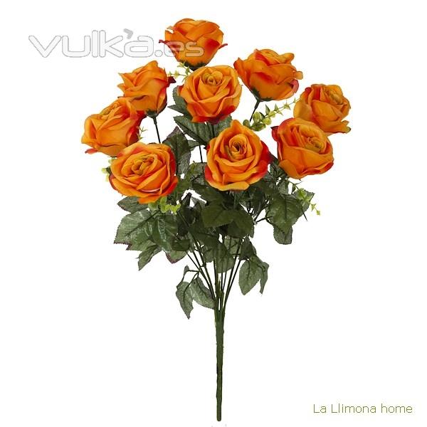 Ramo artificial flores rosas naranjas 52 1 - La Llimona home