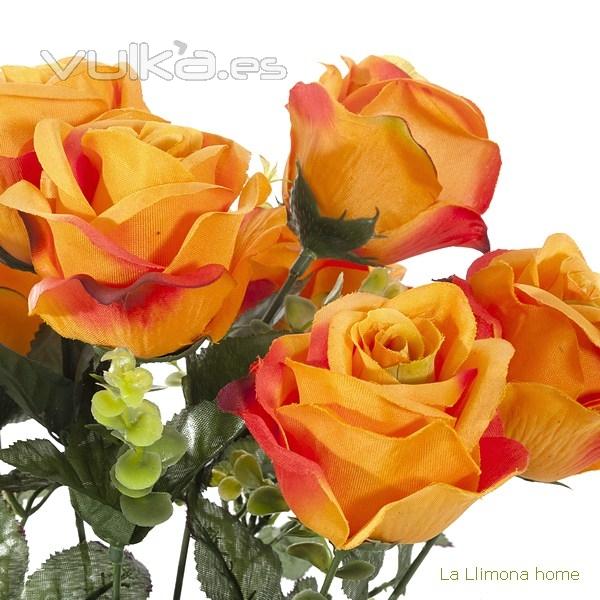 Ramo artificial flores rosas naranjas 52 2 - La Llimona home