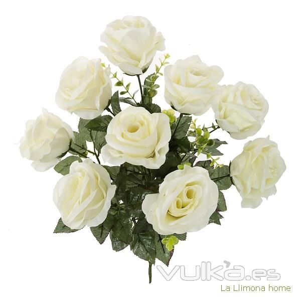 Ramo artificial flores rosas blancas 52 - La Llimona home
