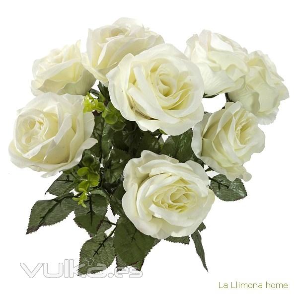 Ramo artificial flores rosas blancas 52 2 - La Llimona home