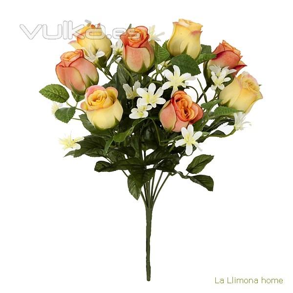 Ramo artificial flores rosas naranjas 35 1 - La Llimona home