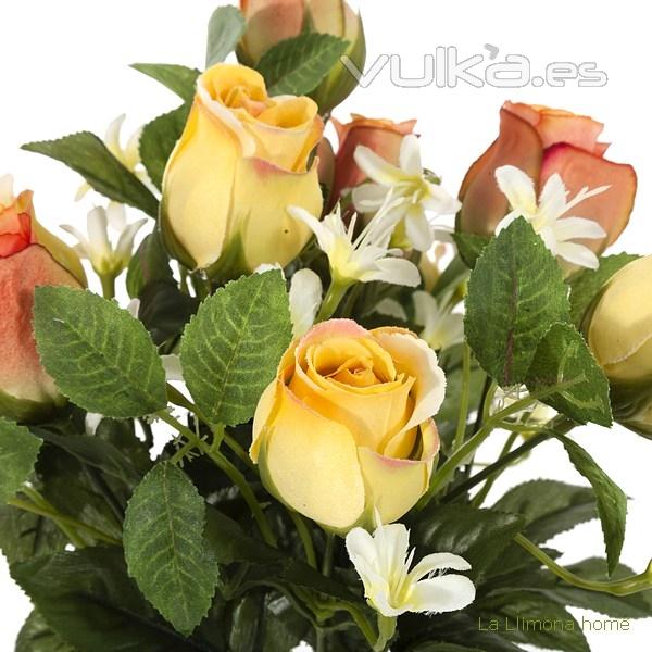 Ramo artificial flores rosas naranjas 35 2 - La Llimona home
