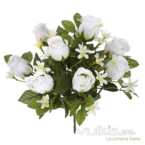 Ramo artificial flores rosas blancas 35 - La Llimona home