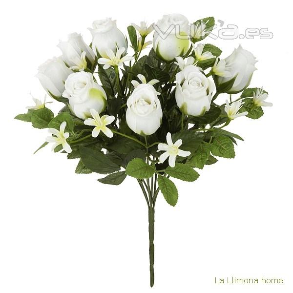 Ramo artificial flores rosas blancas 35 1 - La Llimona home