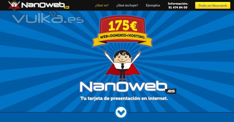 Diseo y desarrollo de NANOWEB, un servicio propio de diseo de pginas web para negocios.