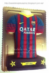 Tarta fondant camiseta barça