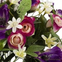 Ramo artificial flores anemonas violetas con rosas 1 - la llimona home