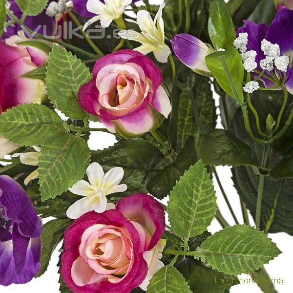 Ramo artificial flores anémonas violetas con rosas 2 - La Llimona home