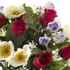 Ramo artificial flores rosas rojas, anemonas y crocus 38 2 - la llimona home