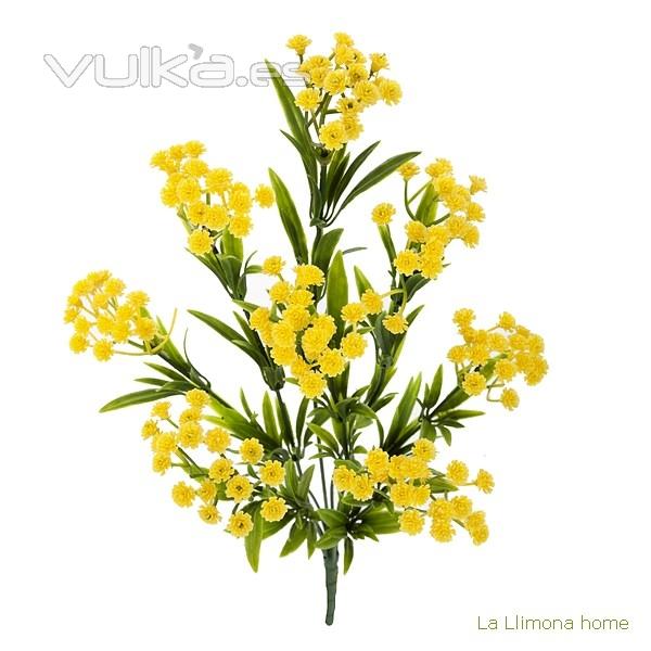 Planta flores bush gypsophila artificial amarilla 45 - La Llimona home