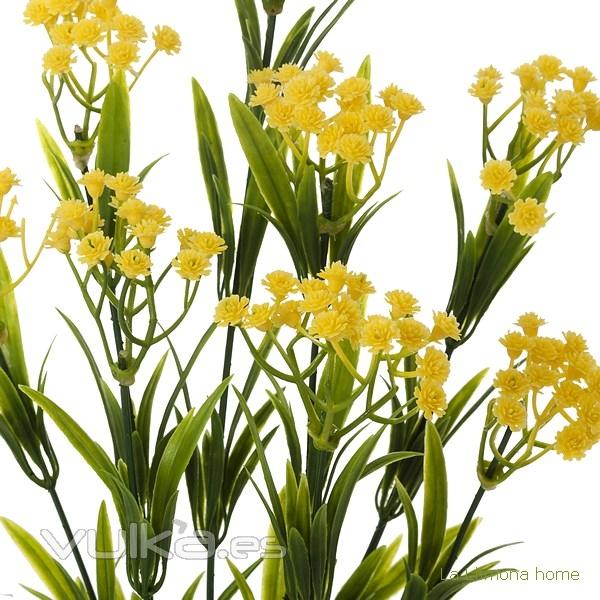 Planta flores bush gypsophila artificial amarilla 45 2 - La Llimona home